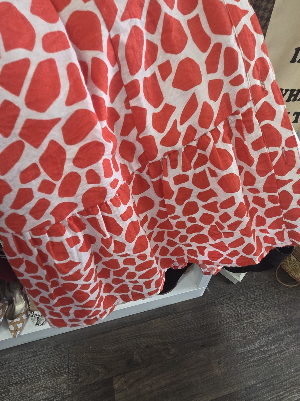Jade Coral Red Abstract Print Shirt Midi Dress - Picture 5 of 5